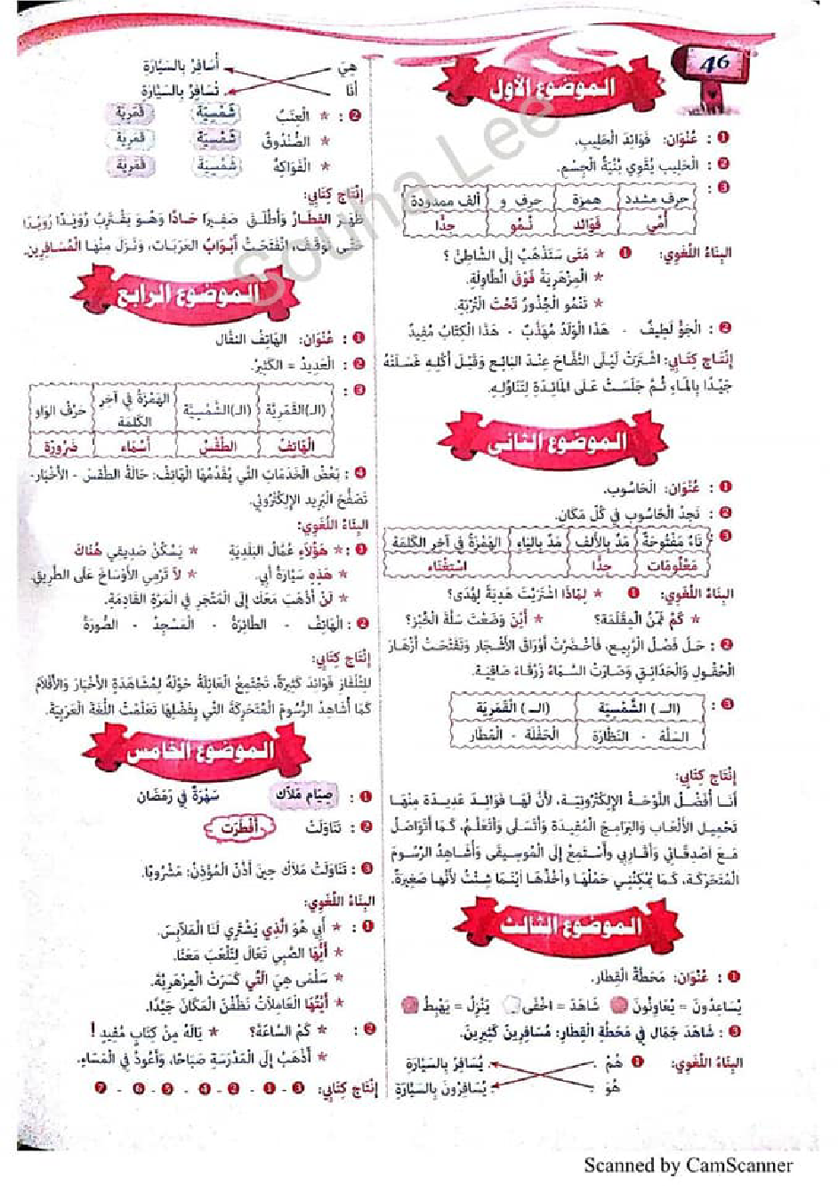 التحضير الجيد للاختبارات لغة عربية سنة اولى