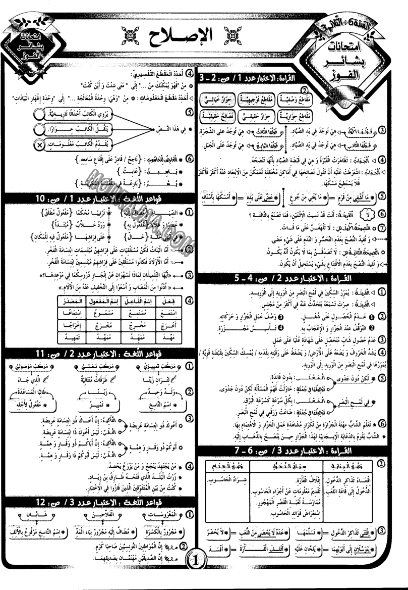 امتحانات بشائر الفوز عبد سنة سادسة 6 ثلاثي ثالث