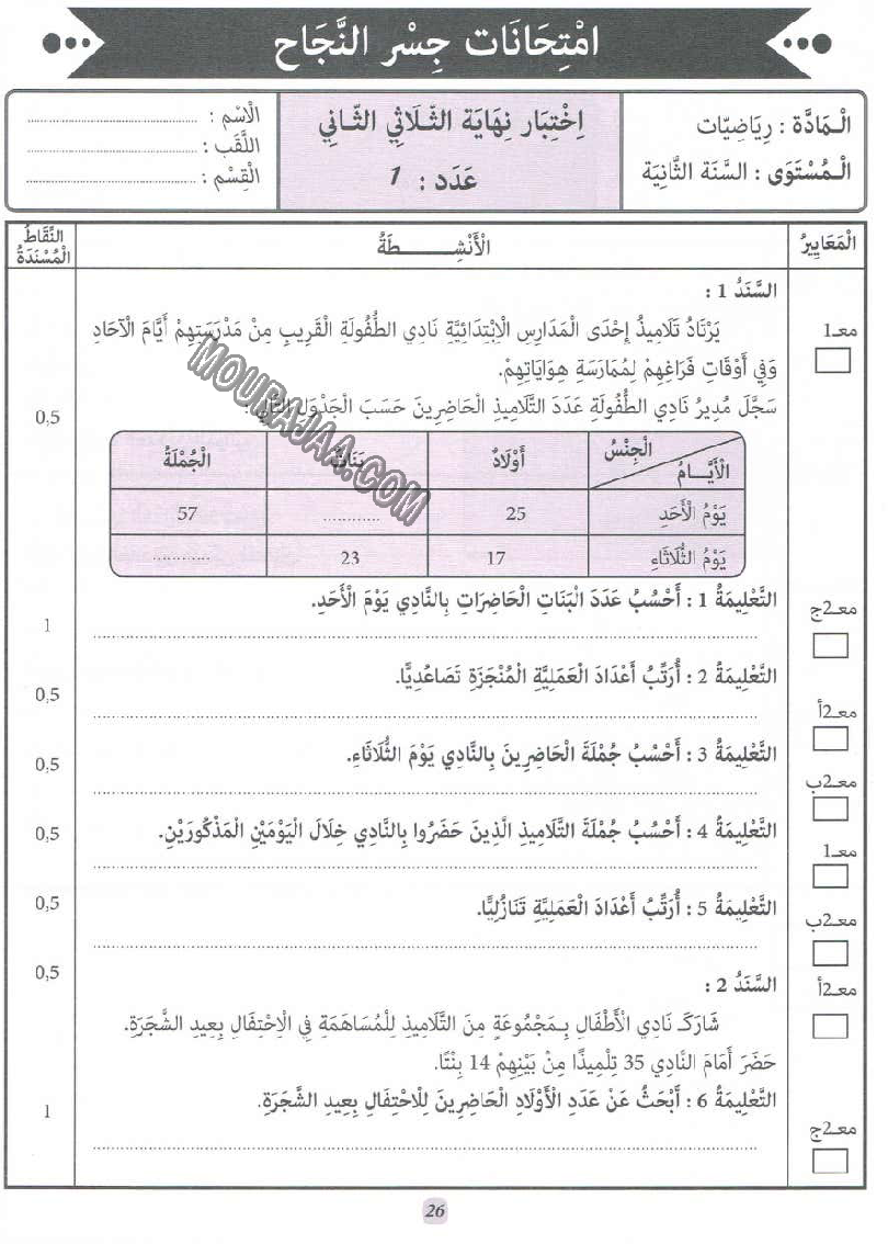جسر النجاح سنة ثانية الثلاثي الثاني