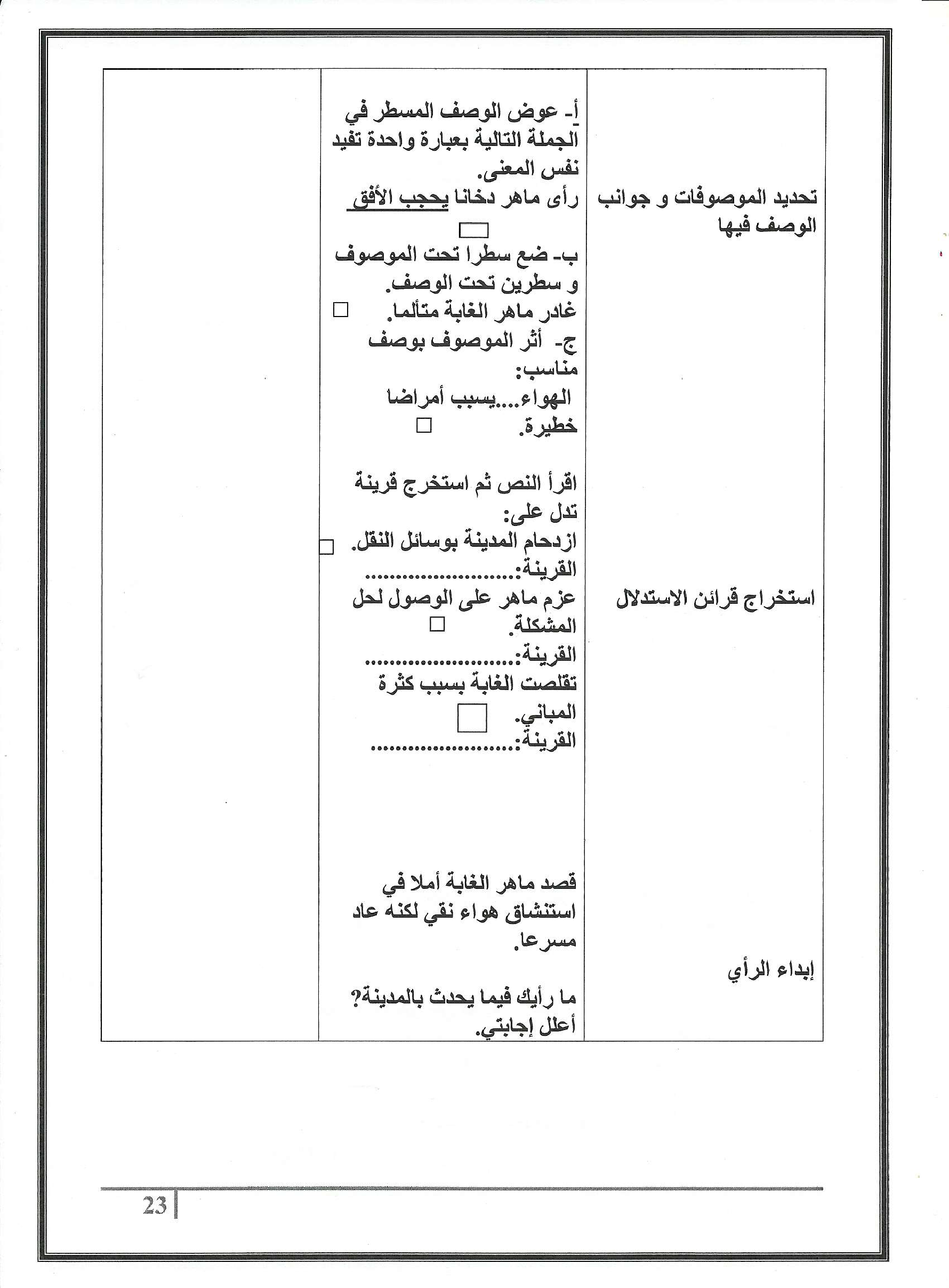 مذكرات كافة الوحدات عربية سنة ثالثة