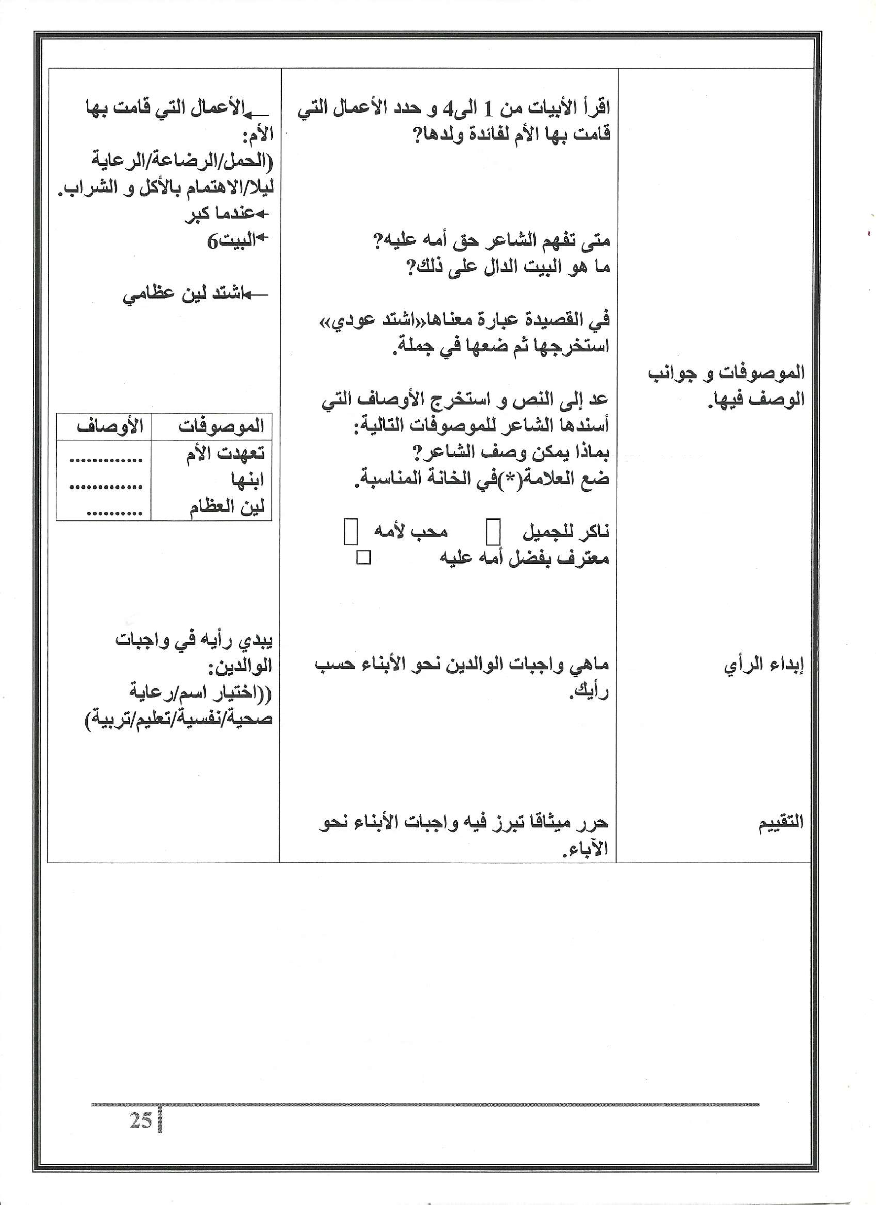 مذكرات كافة الوحدات عربية سنة ثالثة