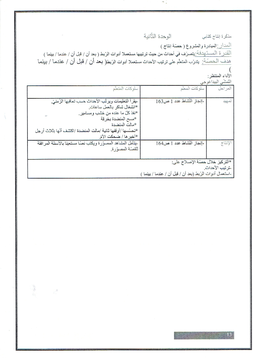 مذكرات كافة الوحدات عربية سنة ثالثة