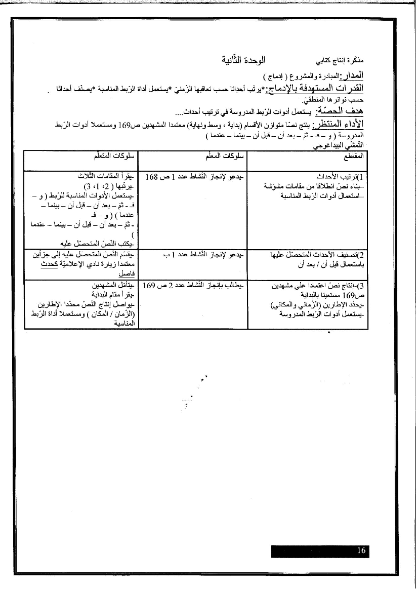 مذكرات كافة الوحدات عربية سنة ثالثة