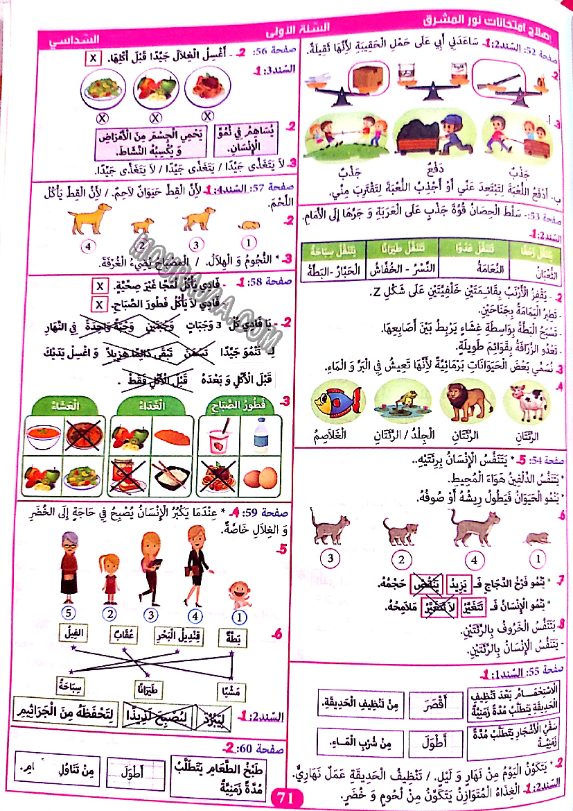 نور المشرق الامتحانات سنة أولى السداسي الثاني