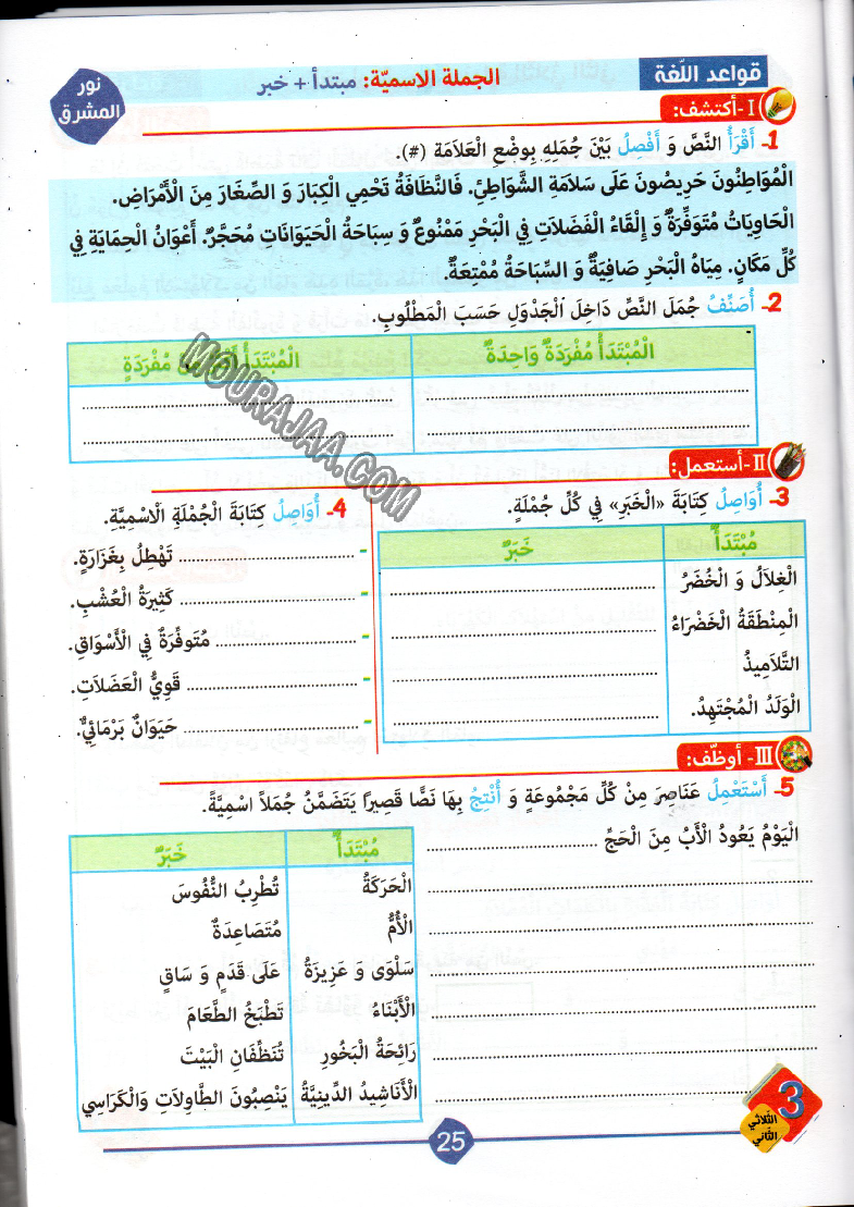 نور المشرق سنة ثالثة الثلاثي الثاني